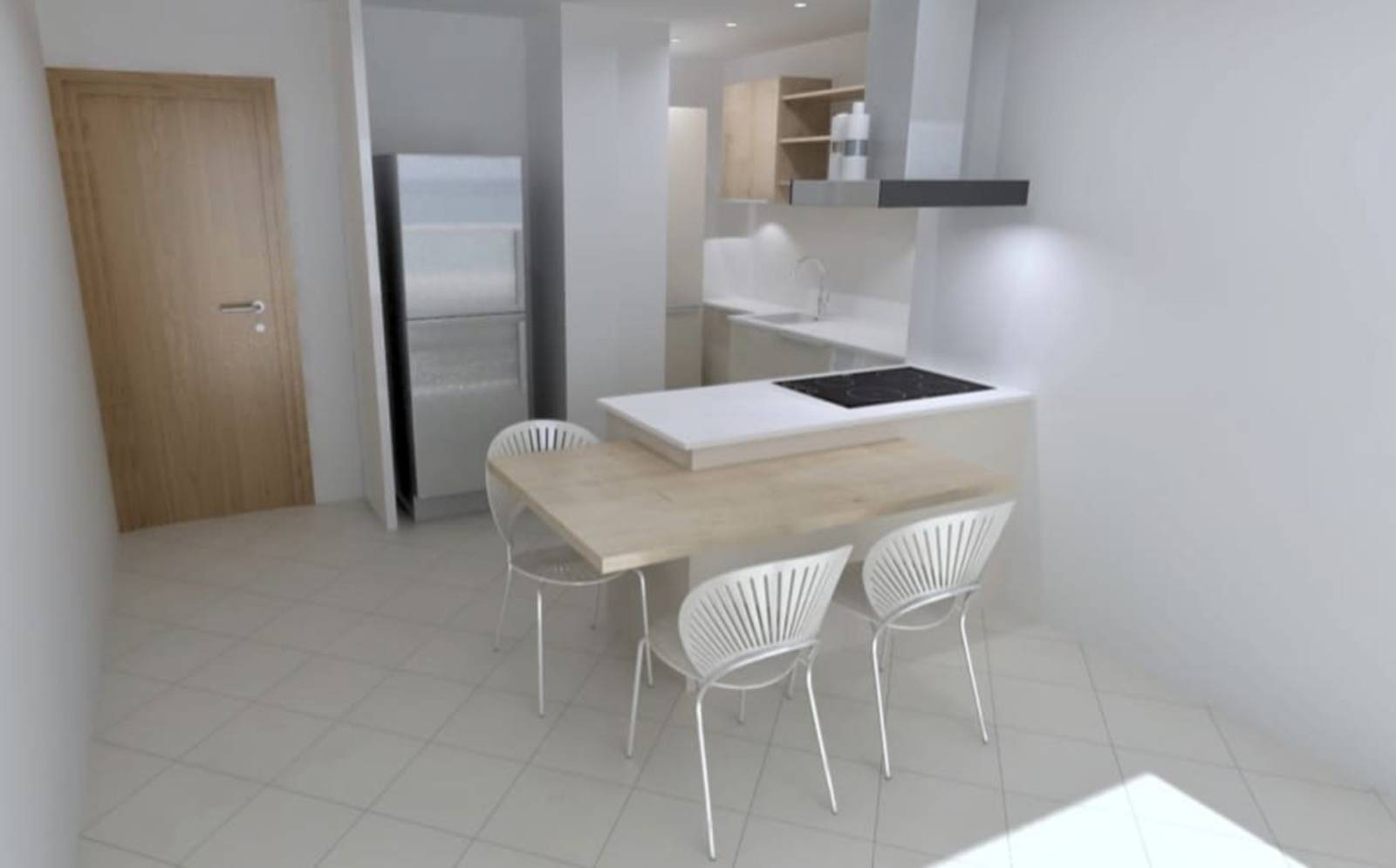 Rénovation clé en main d'une cuisine sur mesure avec un demi ilot sur Nice avec un équipe de professionnels